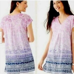 J.Jill Love Linen Ombré Paisley Split Side Tunic Shirt